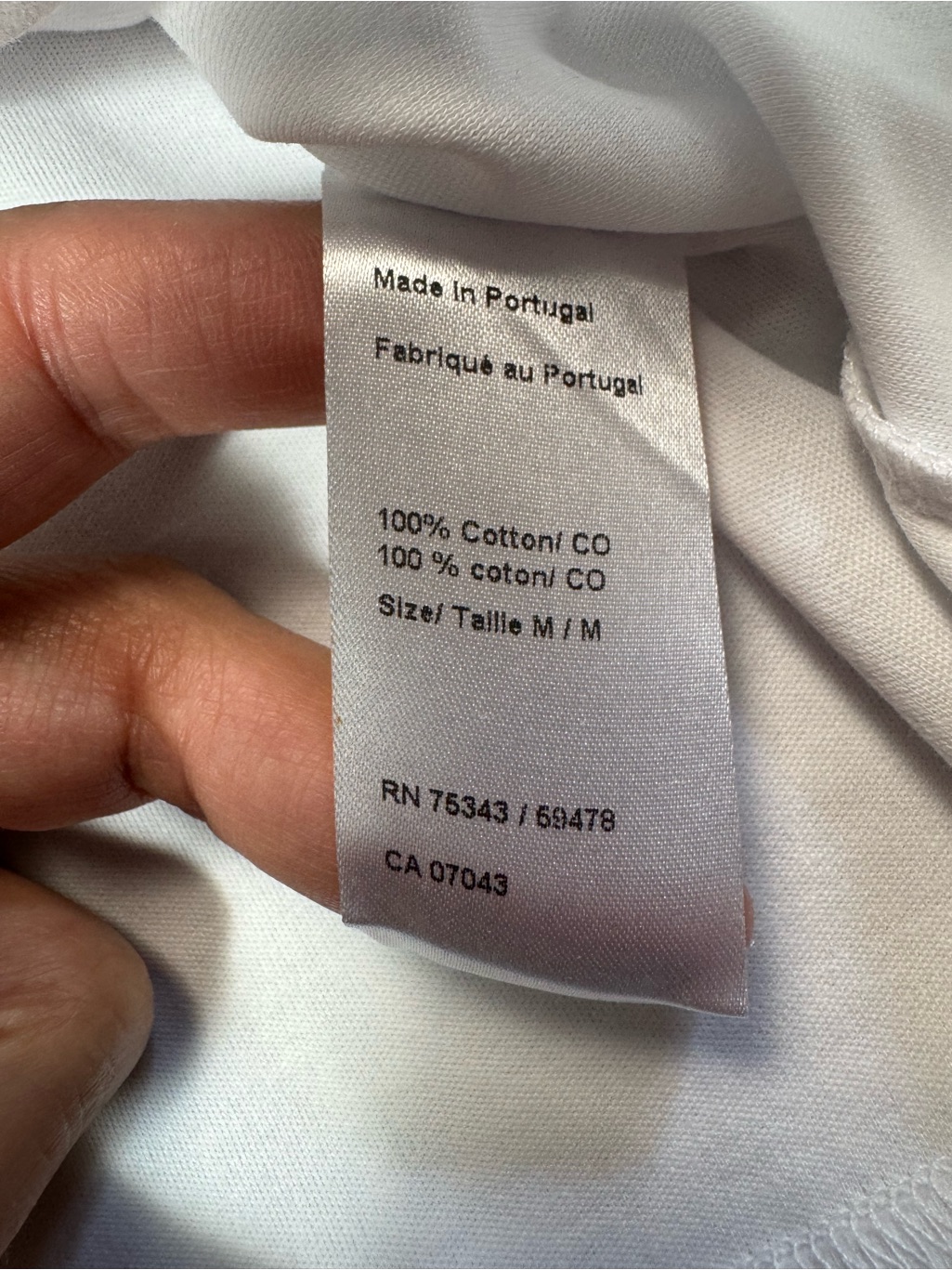 New Nu-In White Short Sleeve Tee With Brown Collar Made In Portugal Size M — image 8 of 8